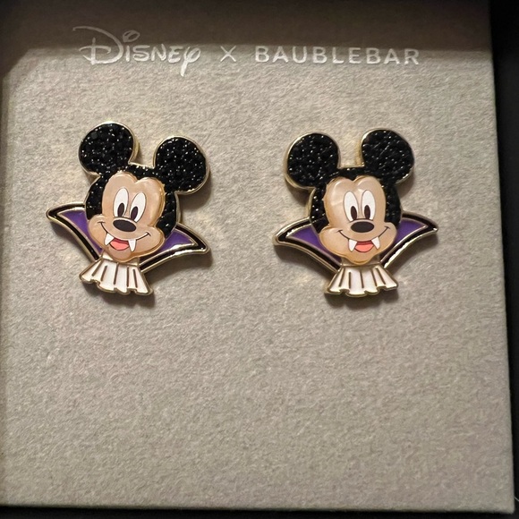 BaubleBar Disney Mickey Mouse Earrings - Black, Purple, Gold - Picture 1 of 2